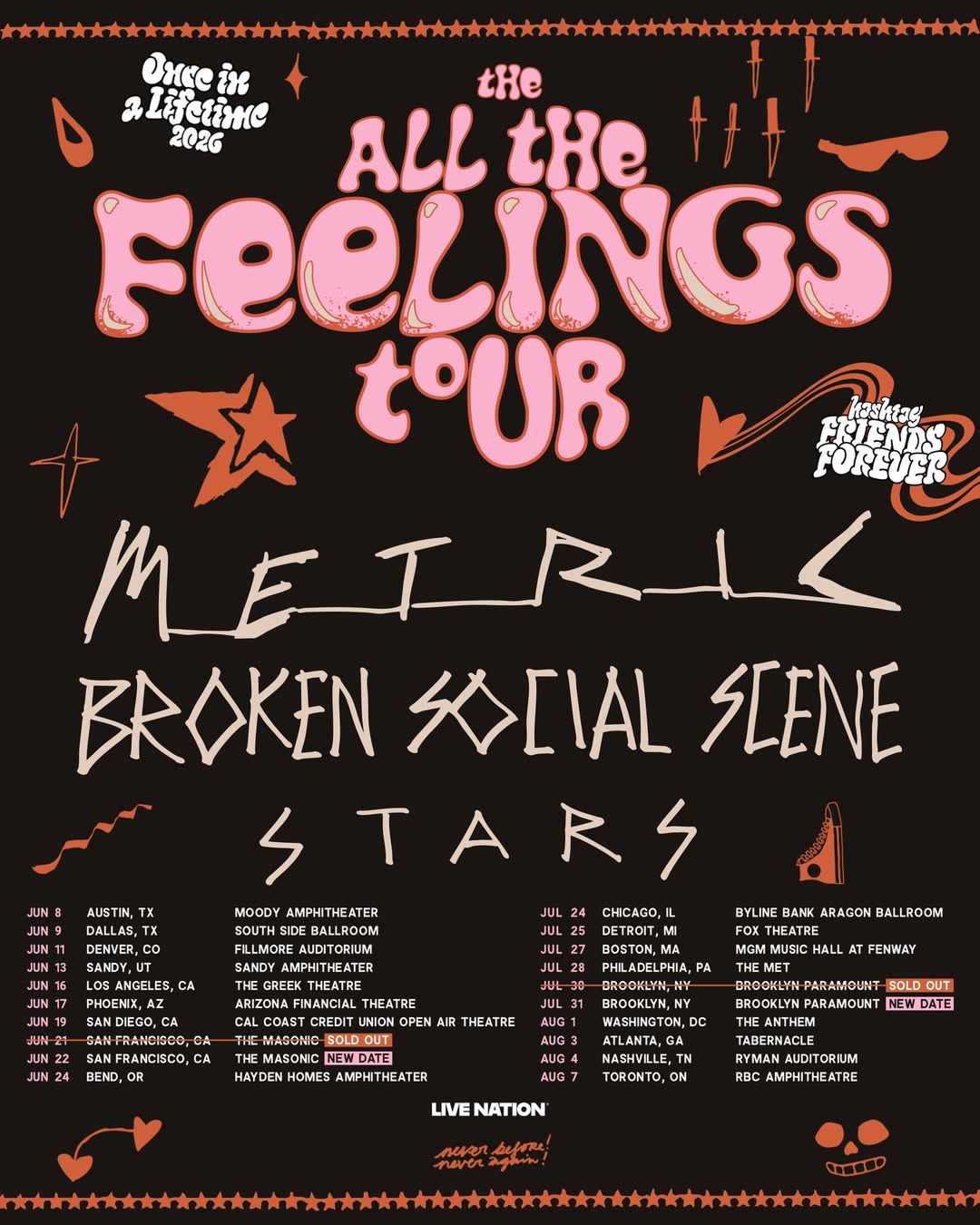 Broken Social Scene All the Feelings Tour Poster 2026